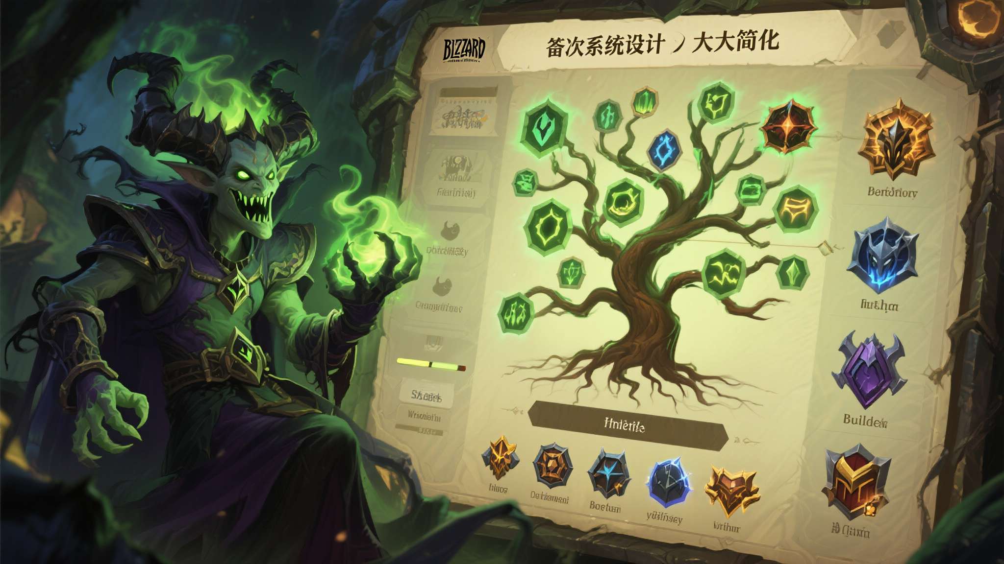 其次是系统设计的大幅简化。 Blizzard在本次资料片中对职业天赋、装备词缀以